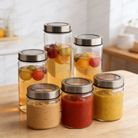 Ensemble de pots à épices hermétiques en verre borosilicate écologique avec couvercle sans BPA, compatibles micro-ondes, durables et empilables