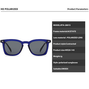Occhiali da sole polarizzati in acetato retrò classico da <span class=keywords><strong>uomo</strong></span> UV400 protezione fascia alta con cornice quadrata antiriflesso - Product Image 3