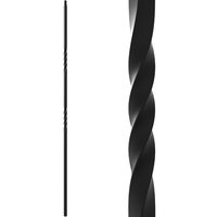 Balustre carré en métal de 44 pouces, finition noir satiné, pour escaliers intérieurs, style double torsion creuse, en fer forgé
