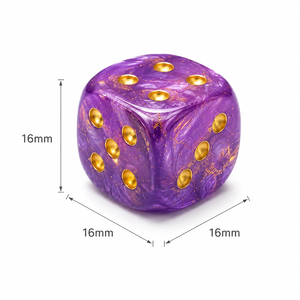 Ensemble de dés en acrylique marbré nacré personnalisé de 16 mm avec points dorés, plusieurs couleurs, pour jeux de société et cadeaux - Product Image 5