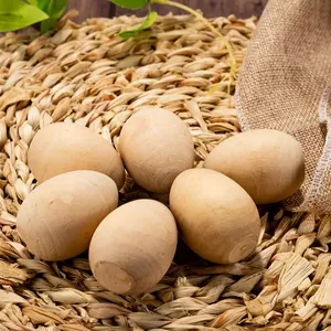 Huevos de Pascua de madera sin terminar, decoración artesanal de madera, accesorios para garabatos pintados a mano, huevos de Pascua