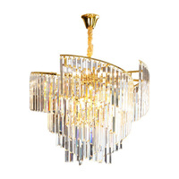 Vente flash Lustre en cristal K9 en acier inoxydable doré LED postmoderne pour mariage, salon, chambre à coucher, salle à manger, hôtel