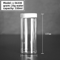 Bouteilles transparentes cylindriques en PET de qualité alimentaire fournies par le fabricant, col de 56 mm, capacité de 330 ml, bouchon à vis ; Convient aux produits à base de plantes