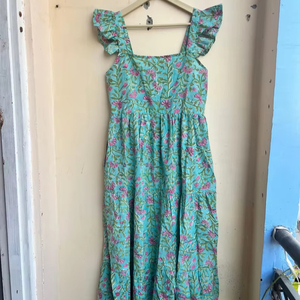 เดรสผ้าฝ้ายอินเดียแบบบล็อกแขนยาวเสื้อพิมพ์ลายทำจากผ้าฝ้ายธรรมชาติเป็นมิตรกับสิ่งแวดล้อมชุดสวมใส่ได้ทุกวัน - Product Image 1