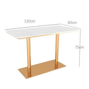 Tavolo da pranzo quadrato rotondo in marmo bianco moderno personalizzato all'ingrosso con gambe in metallo dorato per ristoranti e altri stabilimenti - Product Image 1