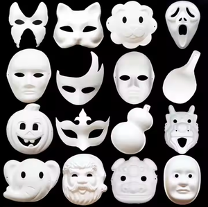 Masques blancs en papier bricolage créer un artisanat artistique à partir de costumes de théâtre et d'halloween mascarade de fête jouet de peinture pour enfants - Product Image 3