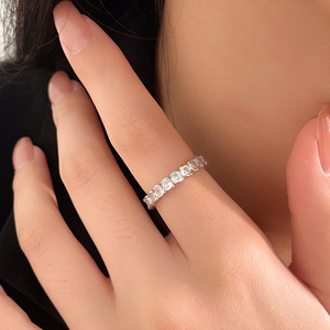 925 Sterling Silver Zircon <b>Ring</b> For Women Geometric Design Channel Setting Everyday Wear - Product Image 3