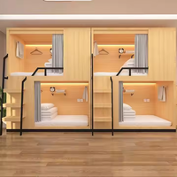 Capsule spatiale moderne et écologique Cadre de planche de bois Lit pour étudiants Dortoir Appartements E-Sports Hôtels Écoles