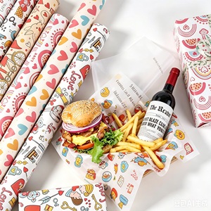 Custom Virgin Digital Printed Greaseproof Starch Coated Kraft <b>Tissue</b> <b>Paper</b> Gold Stars Food Packaging Roll 80GSM Uncoated Single - Product Image 2