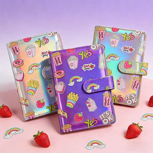 Portefeuille planificateur budgétaire <span class=keywords><strong>en</strong></span> cuir PU holographique A6, économique, personnalisable, pour économiser de l'argent - Product Image 1