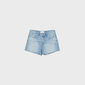 Shorts en jean taille haute ornés de strass, style vintage et déchiré, respirants, pour femmes - Nouvelle collection en gros - Product Image 5