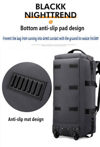 <span class=keywords><strong>Sac</strong></span> de voyage <span class=keywords><strong>à</strong></span> <span class=keywords><strong>roulettes</strong></span> grande capacité 60L, silencieux, avec bretelles de <span class=keywords><strong>sac</strong></span> <span class=keywords><strong>à</strong></span> <span class=keywords><strong>dos</strong></span> intégrées, pliable, étanche, alternative <span class=keywords><strong>à</strong></span> la valise - Product Image 6