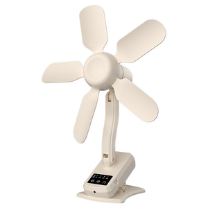 Ventilateur de bureau portable en plastique beige à 5 pales, humidificateur à brume d'eau, alimenté par USB, faible bruit, avec commande par bouton - Product Image 1