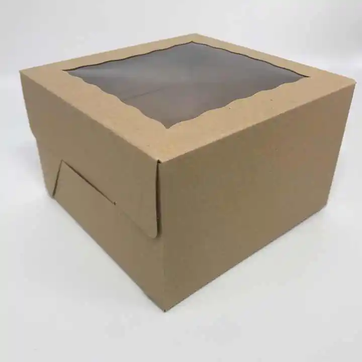Personalizado transparente Mini Cupcake caixa papel Kraft retangular caixa embalagem para bolos