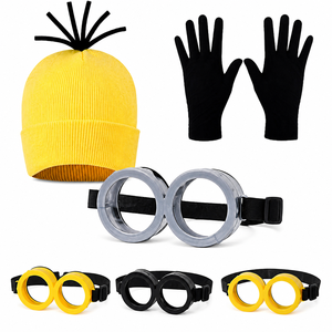Accesorios de Disfraz de Halloween, Gafas Steampunk, Gorro Amarillo de Punto, Guantes Negros, Disfraz de Cosplay para Fiesta - Product Image 1