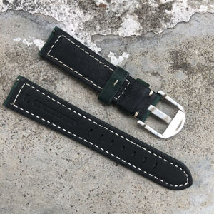 Correa de Reloj ONTHELEVEL Vintage de Cuero Italiano Verde Esmeralda de Liberación Rápida, Cuero Granulado Transpirable, Longitud de 120/75 mm - Product Image 5