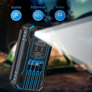 Солнечные портативные зарядные устройства на 20000 мАч с беспроводной зарядкой, 4 встроенными кабелями для зарядки, IP65/67, от производителя - Product Image 3