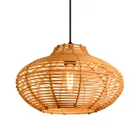 Handmade Natural Woven Cage Lantern Light Wicker Bamboo Rattan Hanging Pendant Lamp Shade
