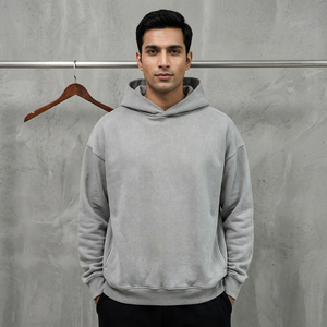 custom logo blank men's cotton <b>thick</b> <b>fleece</b> oversized drop shoulder hoodies streetwear plus size pullover hoodies - Product Image 1