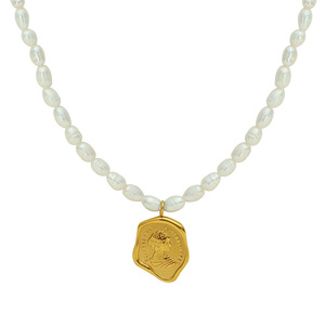 Collar de Perlas de Agua Dulce con Colgante de Retrato en Oro, Grado AAA, Estilo Vintage Elegante, para Uso Diario, 365 cm - Product Image 5