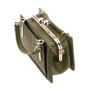 Luxury Solid Color PU Candy Pattern Satchel Crossbody Vegan <b>Handbag</b> with Two <b>Straps</b> and Zipper Closure - Product Image 4