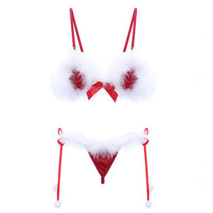 جنسي الملابس الداخلية تأثيري المخملية 3 مجموعة عيد الميلاد الملابس الداخلية النساء - Product Image 5
