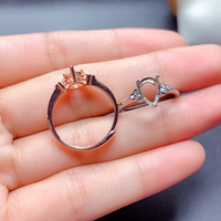 Großhandel Rhodium-Plattierter 925 Sterling Silber Birnenförmiger DIY Edelstein-Ring Leere Ringfassungen Ohne Steine