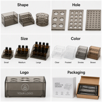 Organisateur de bouteilles d'huiles essentielles en acrylique personnalisé, support à bouteilles transparent à plusieurs niveaux avec trous, logo OEM, étagère de rangement pour spa, boîte de rangement