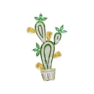 Trendy Anti-Slip Pak Vest Verborgen Knoop Persoonlijkheid Woestijn Plant Broche Delicate Cactus Pin