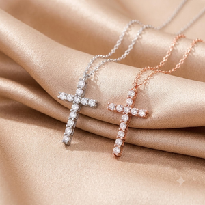 Ornements de cou en forme de croix délicats, chaînes de cou légères de style câble fin connectées directement aux pendentifs croix classiques - Product Image 6