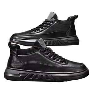 Zapatos Deportivos Negros para Hombre, Tallas 39-48, Nuevos, para Correr, Trabajo al Aire Libre, Moda, con Cordones, de PU, Impermeables, Casuales, Antideslizantes - Product Image 1