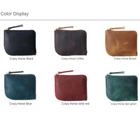 Vente chaude Portefeuille En Cuir Véritable Rétro En Cuir Portefeuille À Fermeture Éclair Portable Court Fermeture Éclair Bifold Portefeuille Pour Homme Femmes