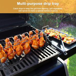 حامل مضرب دجاج لملحقات الشواية 12 فتحة رف جناح دجاج رف أرجل دجاج للشواية مع صينية تقطير - Product Image 4