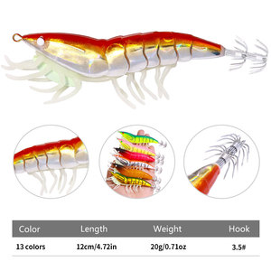 Atacado SJ026 12cm 20g 3.5 # Água salgada Luminosa Camarão Forma Iscas Squid Jig Iscas de pesca com pés macios - Product Image 3