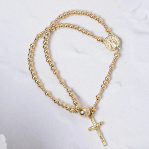 Pulsera de Rosario Completa con Cruz de San Benito Magnética y Cuentas de Acero Inoxidable Clásicas, Joyería Católica - Product Image 1