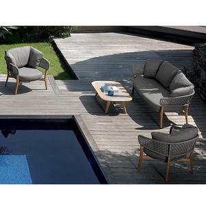 Ensemble de canapés mobilier d'extérieur patio luxe en aluminium imperméable <span class=keywords><strong>salon</strong></span> en <span class=keywords><strong>bois</strong></span> forme de L corde d'aluminium canapé de <span class=keywords><strong>jardin</strong></span> d'<span class=keywords><strong>angle</strong></span> en <span class=keywords><strong>bois</strong></span> de teck - Product Image 5