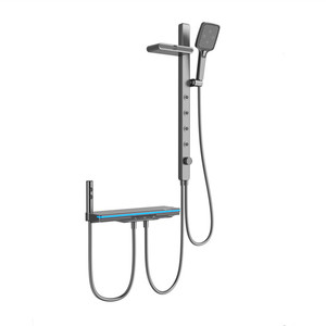 Set <span class=keywords><strong>Doccia</strong></span> Minimalista <span class=keywords><strong>con</strong></span> <span class=keywords><strong>Soffione</strong></span> a Soffitto Grigio Antracite, Display Digitale e Termostatico, per Uso Domestico - Product Image 5