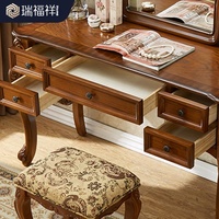 Table de toilette en bois massif de style rétro américain et européen avec miroir éclairé, durable, pour petits hôtels, chambre à coucher, salon, comprend un bureau