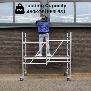 Échafaudage mobile en aluminium, hauteur de travail 9'8'', multi-usage, <span class=keywords><strong>petit</strong></span> modèle, mini-échafaudage mobile pliable, tour roulante - Product Image 3