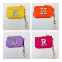 Dompet Gantungan Kunci Mini Portabel Bahan Nilon RTS dengan Patch Huruf Personalisasi, Hadiah Ulang Tahun untuk Wanita, Remaja Putri, Pengiring Pengantin