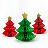 3-teiliges Weihnachts-Wabenball-Girlanden-Set aus China, Weihnachtsparty-Dekorationszubehör, Weihnachtsbaum-Papierwaben-Hängeornamente
