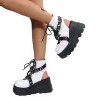 Sandales plates en faux cuir PU pour femmes, chaussures Vampire, bottes bateau, vente en gros dans l'usine, nouvelle collection, collection
