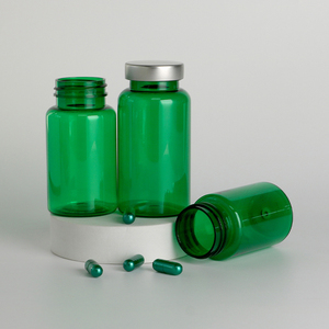 Customized Pharmaceutical Packaging Green Transparent <b>Bottle</b> PET Plastic Capsule Container for Health Products with Screw Cap - Product Image 1