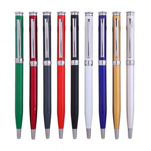 Stylo promotionnel fin à mécanisme rotatif en métal, logo des hôtels 5 étoiles Ritz Carlton Marriott, encre noire/bleue, 1,0 mm - Product Image 2