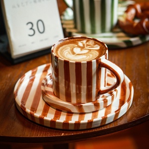 Tazza da Caffè in Ceramica <span class=keywords><strong>a</strong></span> Righe e <span class=keywords><strong>Pois</strong></span>, Tazza con Motivo Moderno per Casa, Caffetteria e Regali - Product Image 3