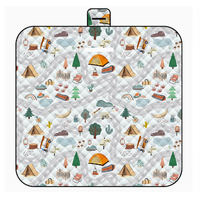 Tapis de pique-nique pliable classique à carreaux matelassé OEM avec sac de transport assorti, couverture d'extérieur imperméable et pliable