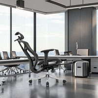 Chaise de bureau de direction ergonomique moderne à dossier ouvert, confortable, pivotante, en maille, réglable, avec soutien lombaire auto-ajustable