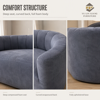 Canapé trois places en chenille compressée, design incurvé enveloppant pour salon moderne