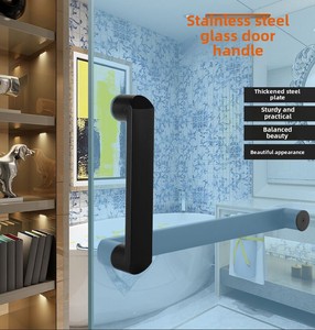 Hiện Đại Màu Đen Matte <span class=keywords><strong>L</strong></span>-Hình Chữ Chéo Chống Va Chạm Phòng Tắm Cửa Kính Xử <span class=keywords><strong>L</strong></span>ý Thép Không Gỉ Lan Can Gỗ Sắt Tắm - Product Image 5