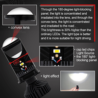 Mini projecteur LED H4 à forte puissance 45W 16000lm H4 T9 Y6D, phare LED BI, vente chaude